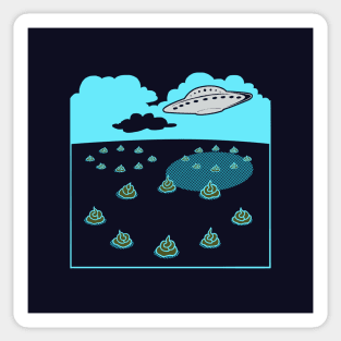 Funny Alien Ufo Flying Saucer Crop Circles Poop Sticker